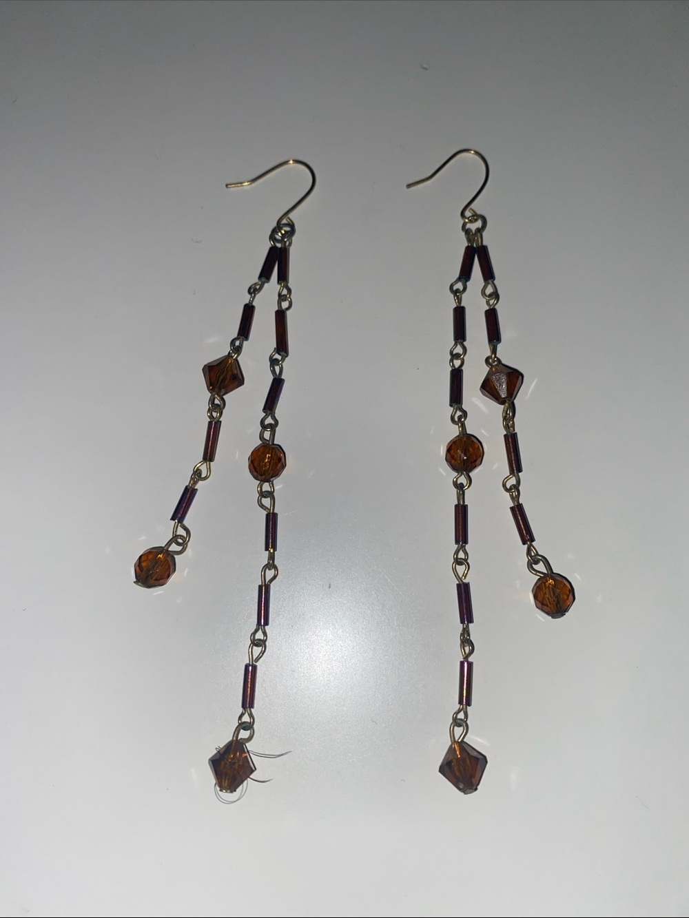 Delicate Amber Bead Drop Earrings - Women Jewelry